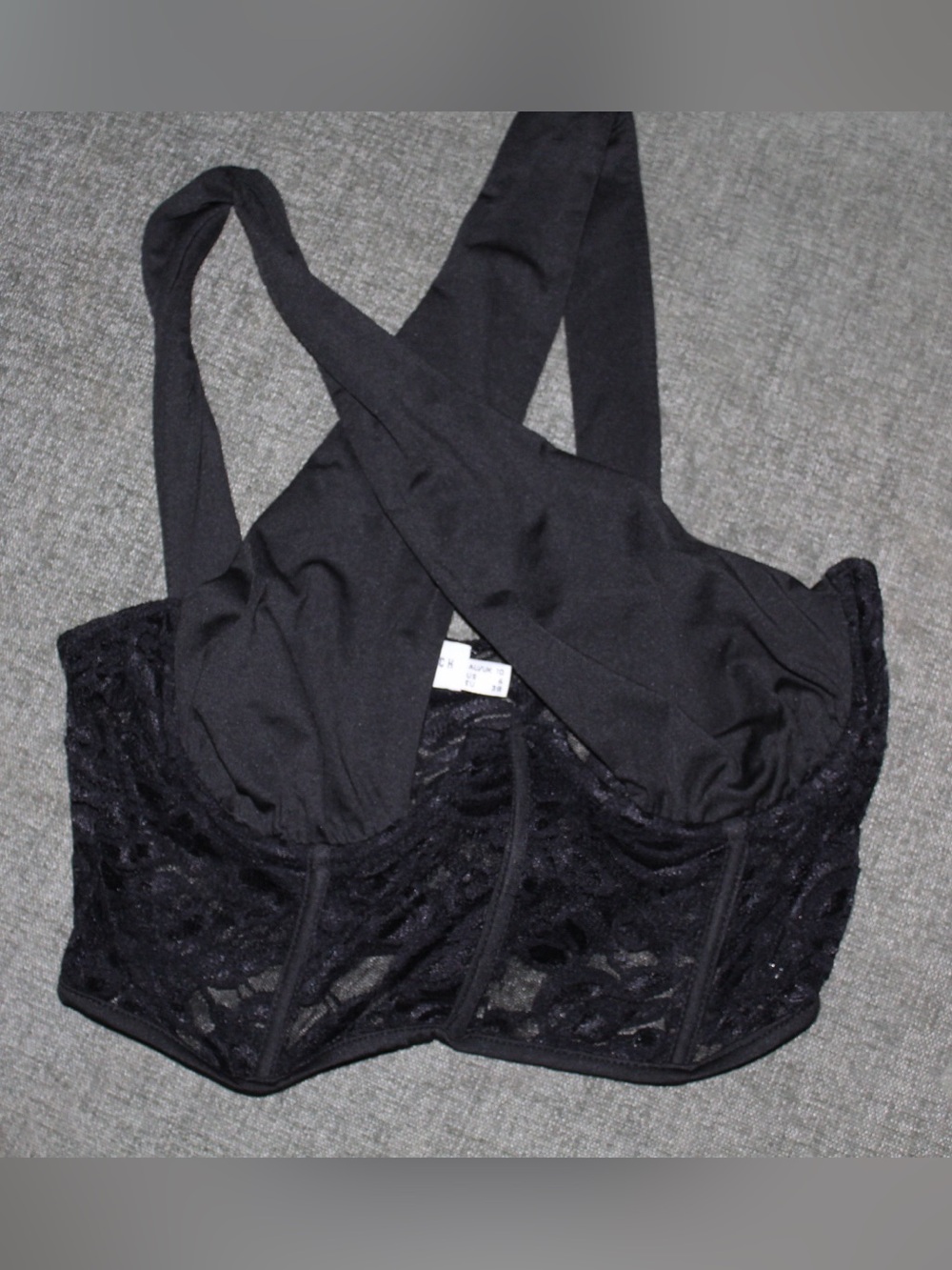 Black Lace Crop Bralette with Cross-Back Straps